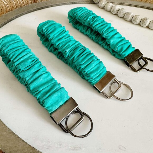 Simple Blue Scrunchie Keychain Wristlet - Picture 3 of 3